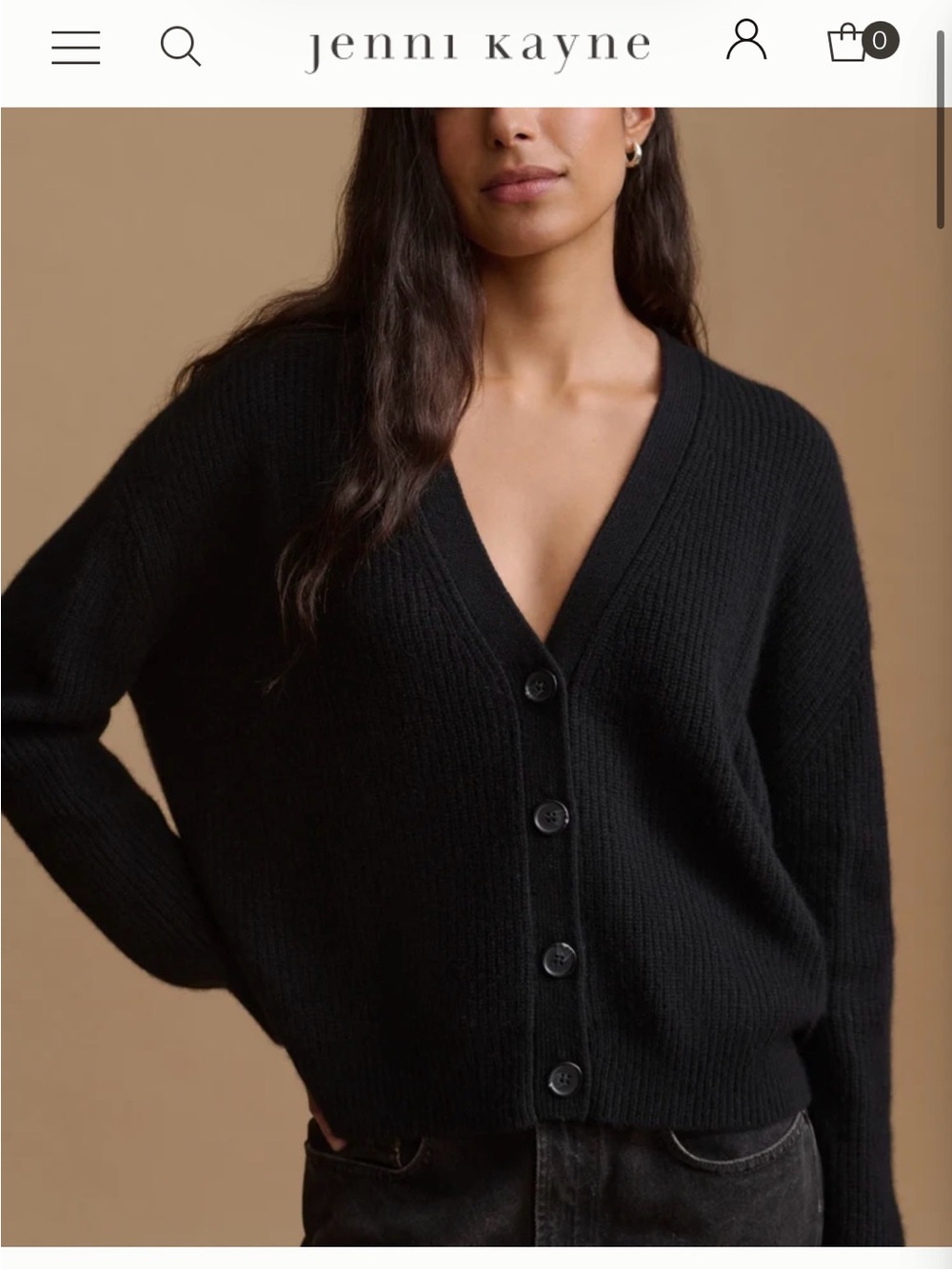 Jenni Kayne Cashmere Wool Cocoon Cropped Cardigan Medium Black